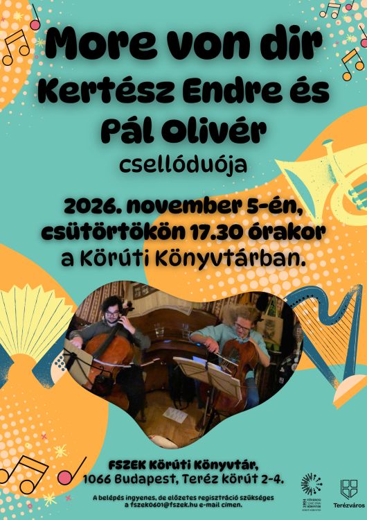 Csellókoncert plakát a két csellista fotójával