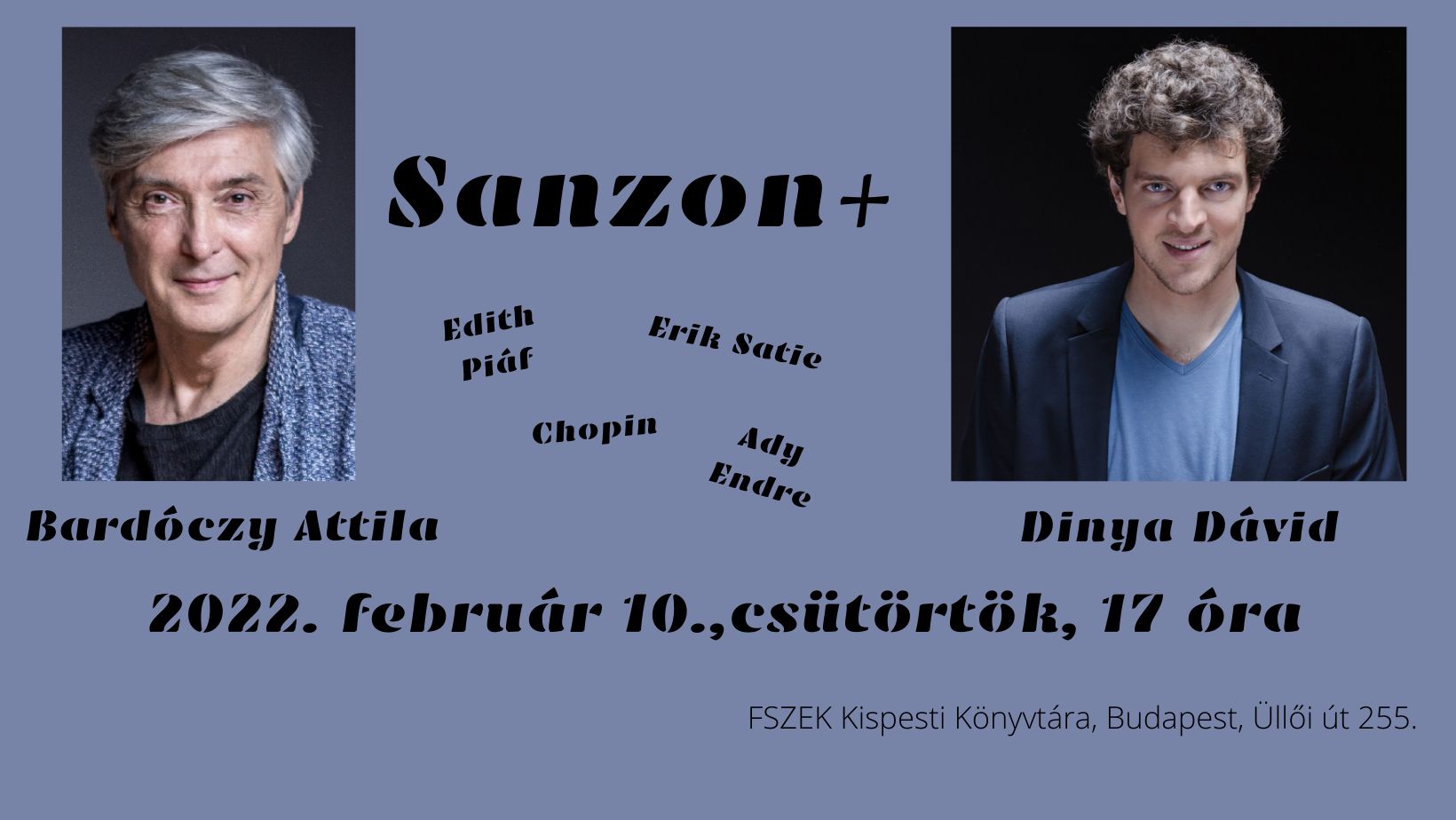 Bardóczy Attila és Dinya Dávid fotói a program információival