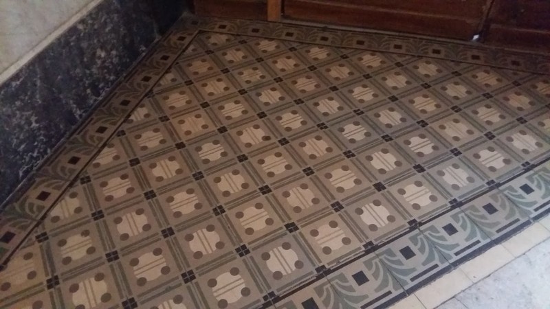 The triangle flooring of the staircase landings