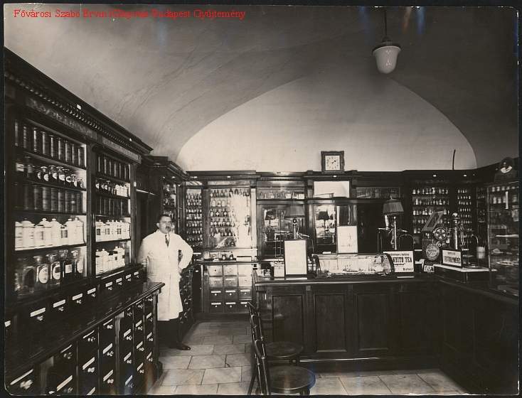 The interior of the pharmacy - 1900s