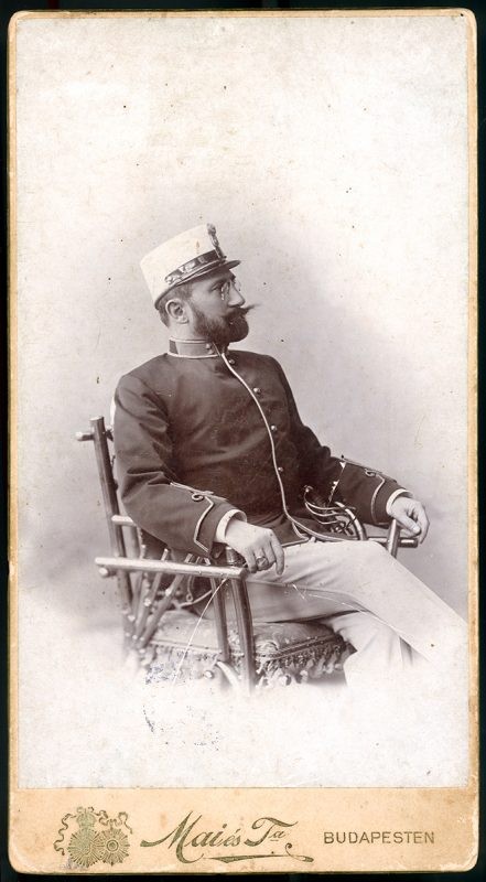 Manó Mai in officer uniform - 1895