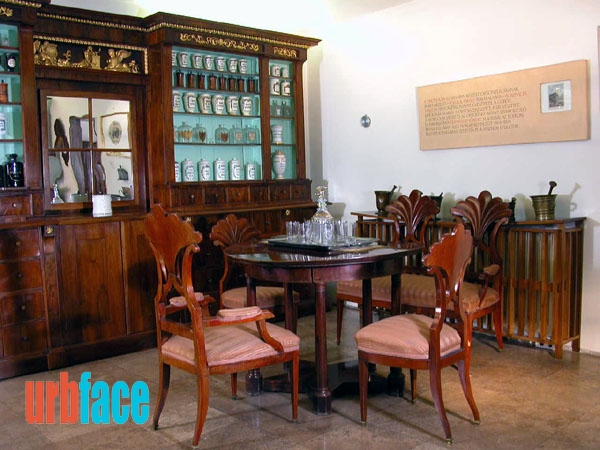 The old furniture of the pharmacy in the museum