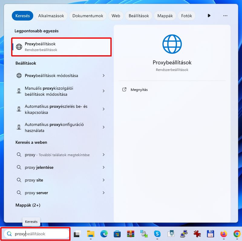 Proxy setup - System settings in Windows 11