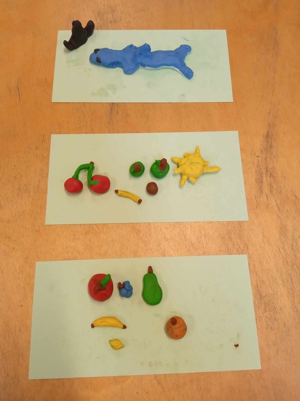 Gyurmafigurák - cápa és nyári gyümölcsök