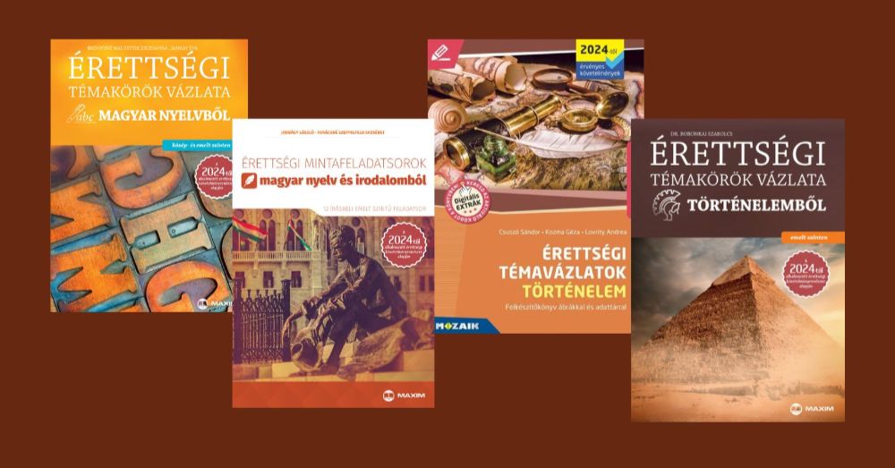 A fotómontázsban az új érettségire felkészítő könyvek szerepelnek 