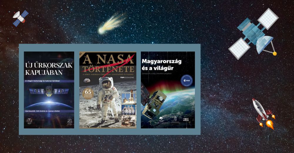 A fotómontázsban a világűrről készült fotón az ajánlóban szereplő könyvek borítói vannak 