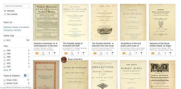 A Skót Nemzeti Könyvtár zenei témájú könyvei az IA gyűjteményében