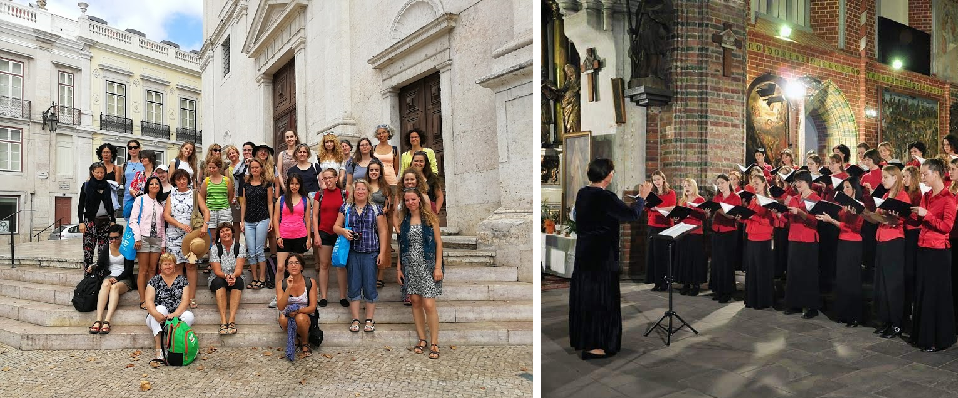 Musica Nostra nőikar kiránduláson és a Musica Nostra nőikar előadása egy templomban