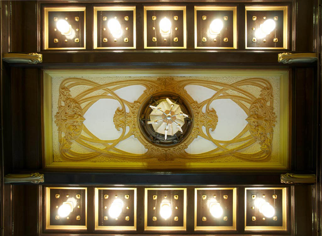 The ceiling of the dining room