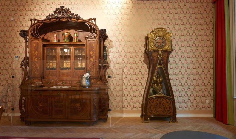 Cabinet and grandfather clock in the dining room
