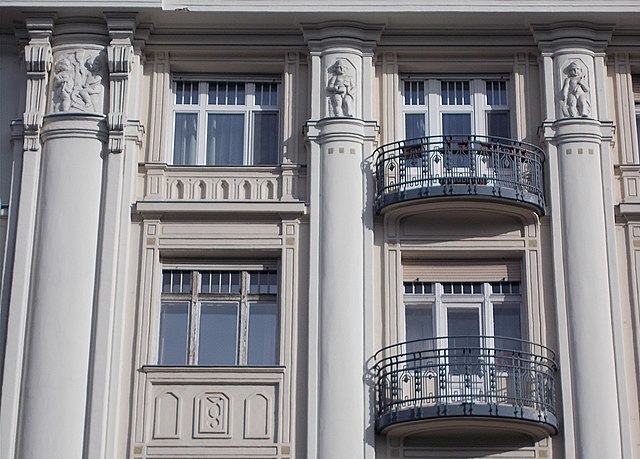 The facade - columns and balconies
