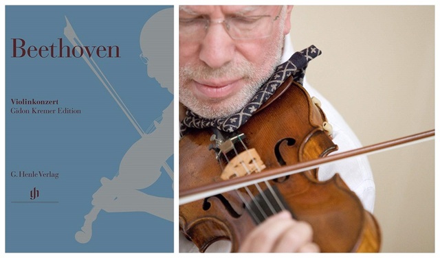 Beethoven Violinkonzert című kotta borítója és Gidon Kremer portréja