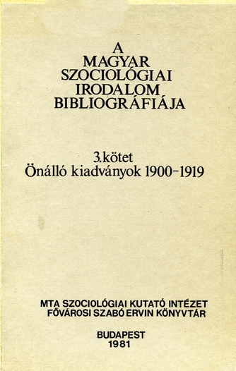 A Magyar Szociológiai Irodalom Bibliográfiája 3. kötet borítóképe